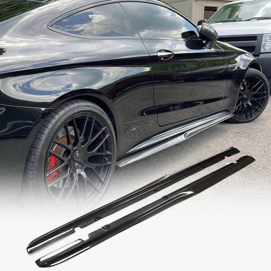 Mercedes Benz W205 C205 C43 C63 2015UP Side Skirts Carbon Fiber-Ahacarbon