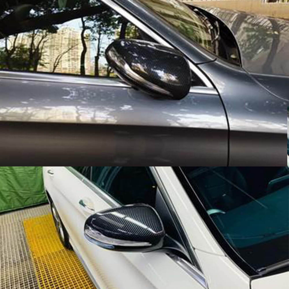 Mercedes Benz W205 W213 W222 Mirror Cover Caps Replacement Style Pair LHD Carbon Fiber-Ahacarbon