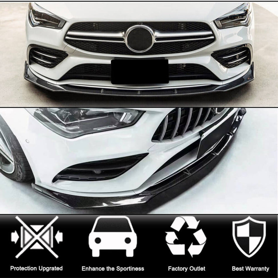 Mercedes Benz (W118) C118 CLA200 CLA250 Sedan 4-Door 20-22 Front Bumper Lip Carbon Fiber-Ahacarbon