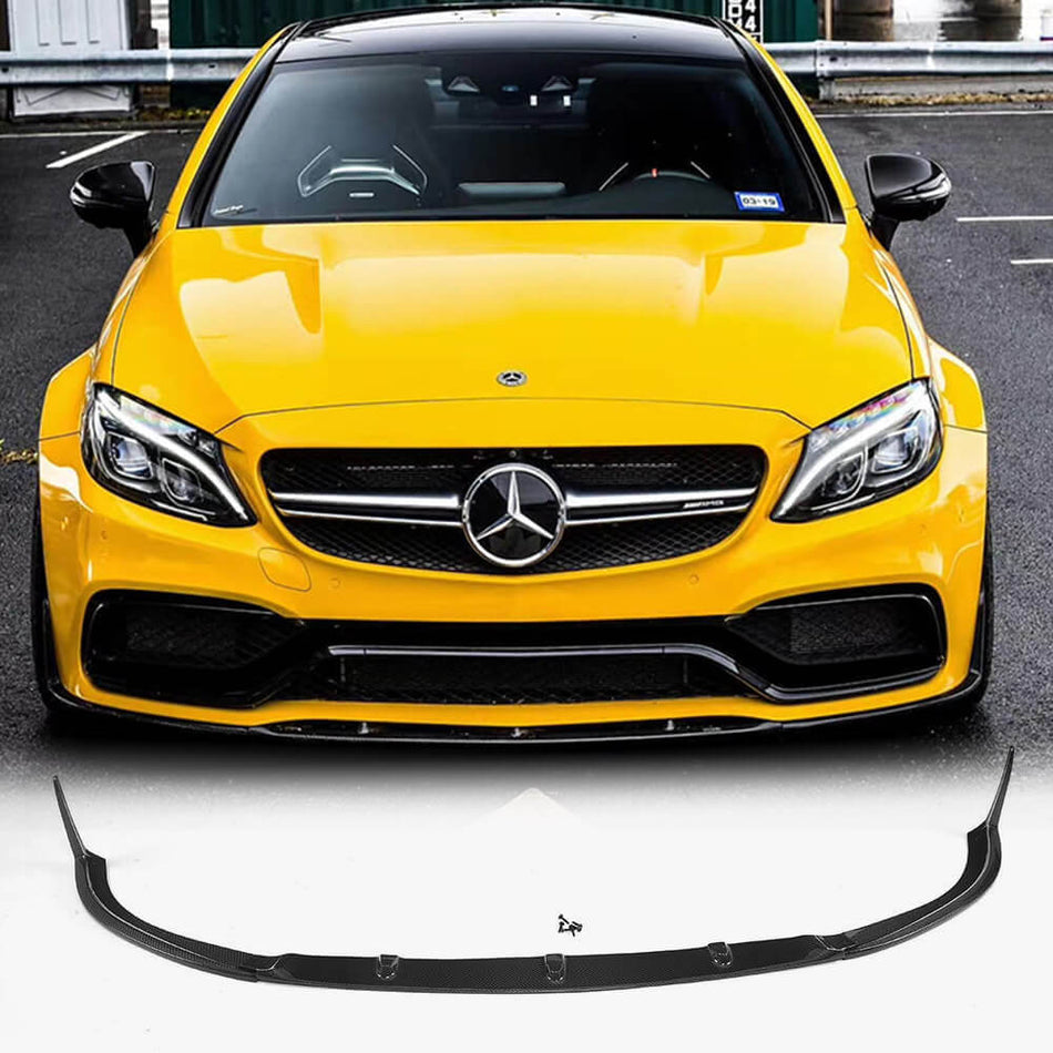 Mercedes Benz (W205) C205 A205 C63 AMG Pre-facelift 2015-2019 Front Bumper Lip Carbon Fiber-Ahacarbon