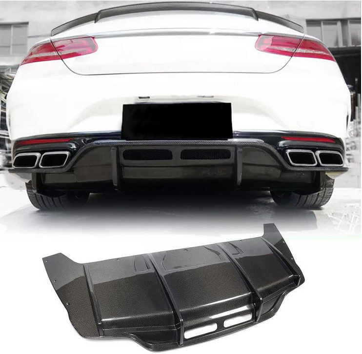 Mercedes Benz (W217) C217 S500 S550 Sport Pre-facelift 2015-2017 Rear Bumper Diffuser Carbon Fiber-Ahacarbon