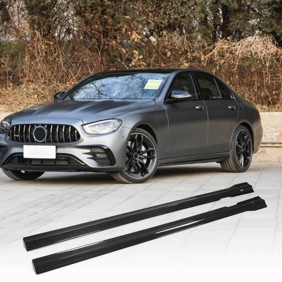 Mercedes W213 E43 E53 E63 AMG Sedan 2017-2020 Side Skirts Carbon Fiber-Ahacarbon