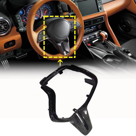 Nissan GTR Coupe 2-Door 2017-2019 Steering Wheel Covers Dry Carbon Fiber-Ahacarbon