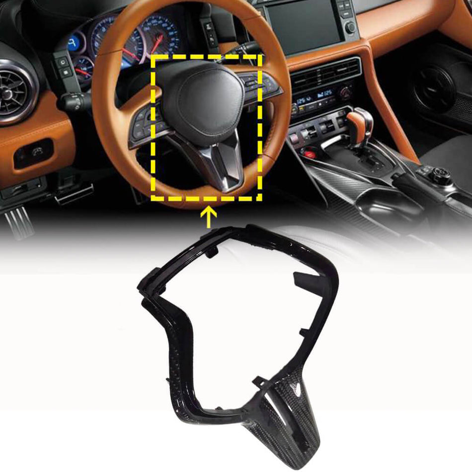 Nissan GTR Coupe 2-Door 2017-2019 Steering Wheel Covers Dry Carbon Fiber-Ahacarbon