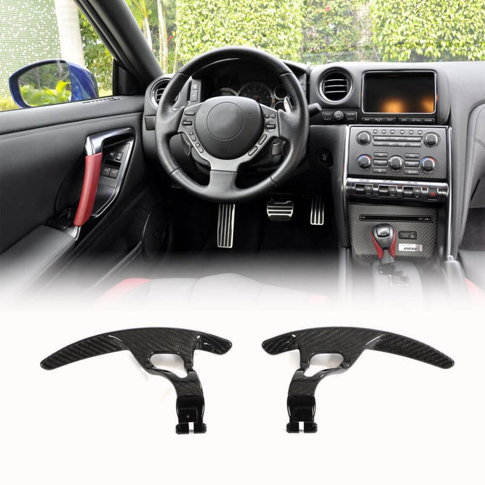 Nissan GTR GT-R Coupe 2-Door 2008-2016 Paddle Shifter Extensions Cover Trim Carbon Fiber-Ahacarbon