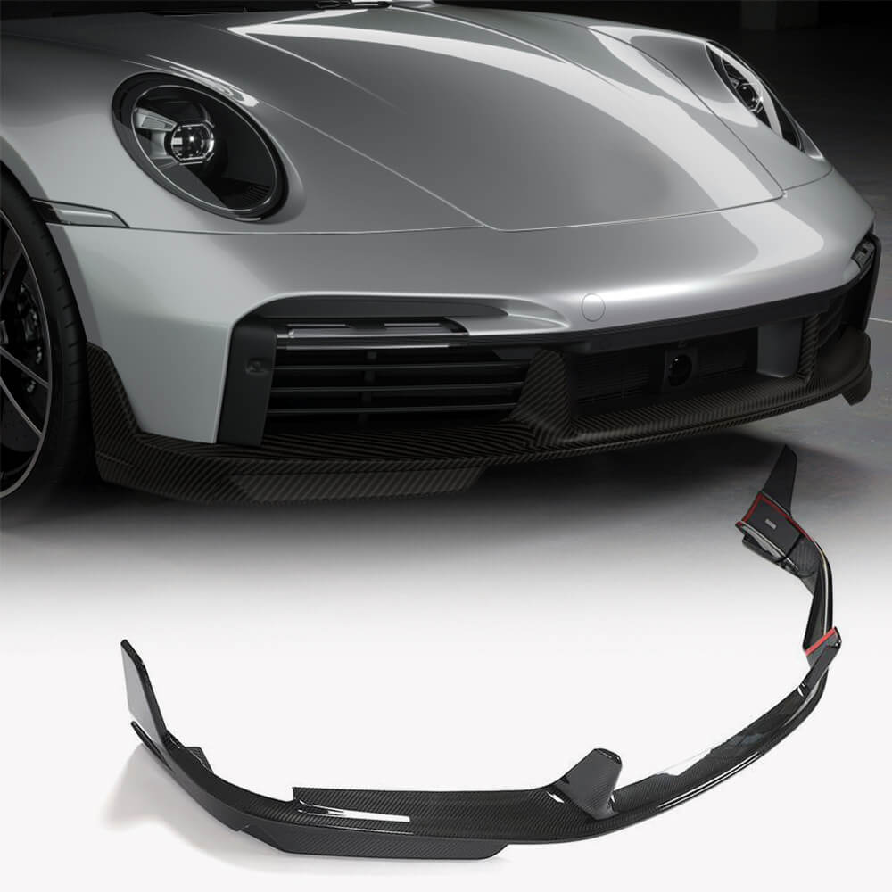 Porsche 911 992 Turbo S 2019-2023 Front Bumper Lip Dry Carbon Fiber-Ahacarbon