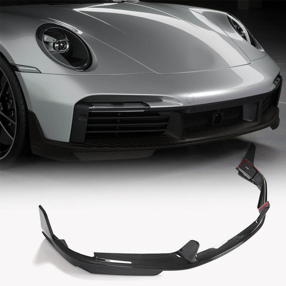 Porsche 911 992 Turbo S 2019-2023 Front Bumper Lip Dry Carbon Fiber-Ahacarbon
