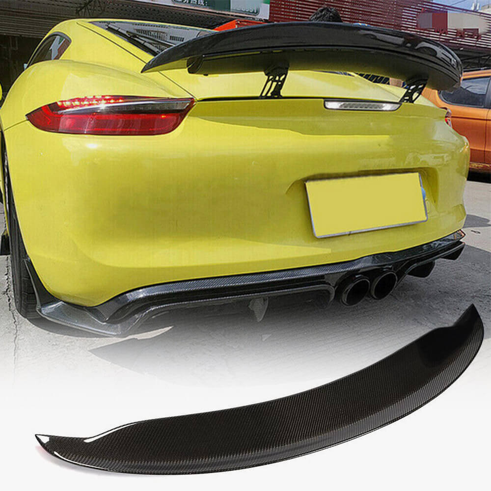 Porsche 981 Boxster Cayman 13-16 Rear Trunk Spoiler Carbon Fiber-Ahacarbon