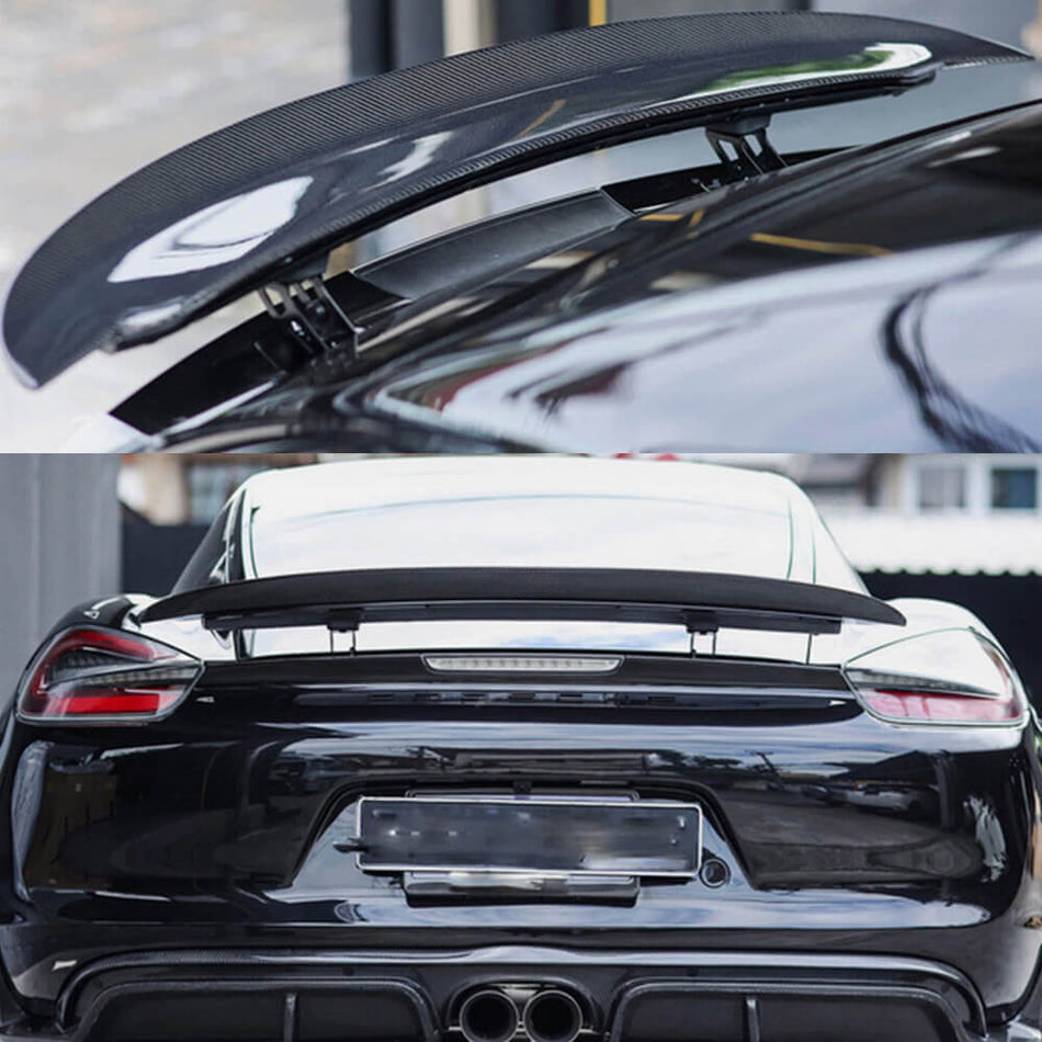 Porsche 981 Boxster Cayman 13-16 Rear Trunk Spoiler Carbon Fiber-Ahacarbon