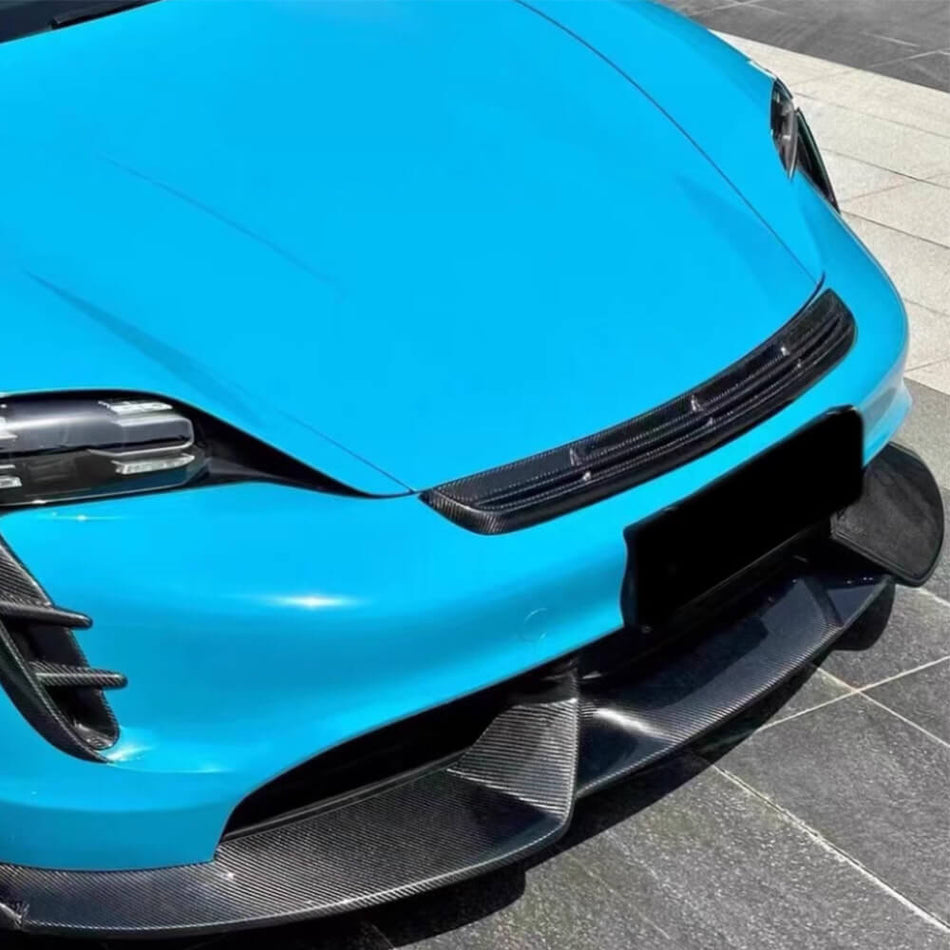 Porsche Taycan Turbo S 9J1 Sedan 2019-2024 Front Bumper Lip Carbon Fiber-Ahacarbon