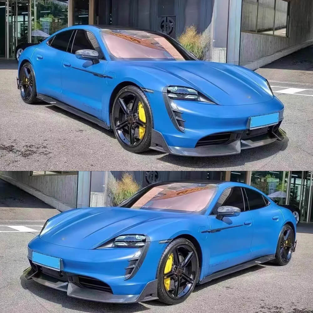 Porsche Taycan Turbo S 9J1 Sedan 2019-2024 Front Bumper Lip Carbon Fiber-Ahacarbon