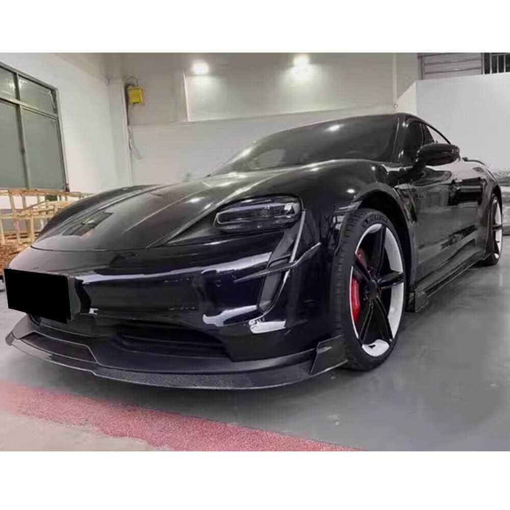 Porsche Taycan 9J1 Sedan 2019-2024 Front Bumper Lip Carbon Fiber-Ahacarbon