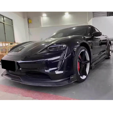 Porsche Taycan 9J1 Sedan 2019-2024 Front Bumper Lip Carbon Fiber-Ahacarbon