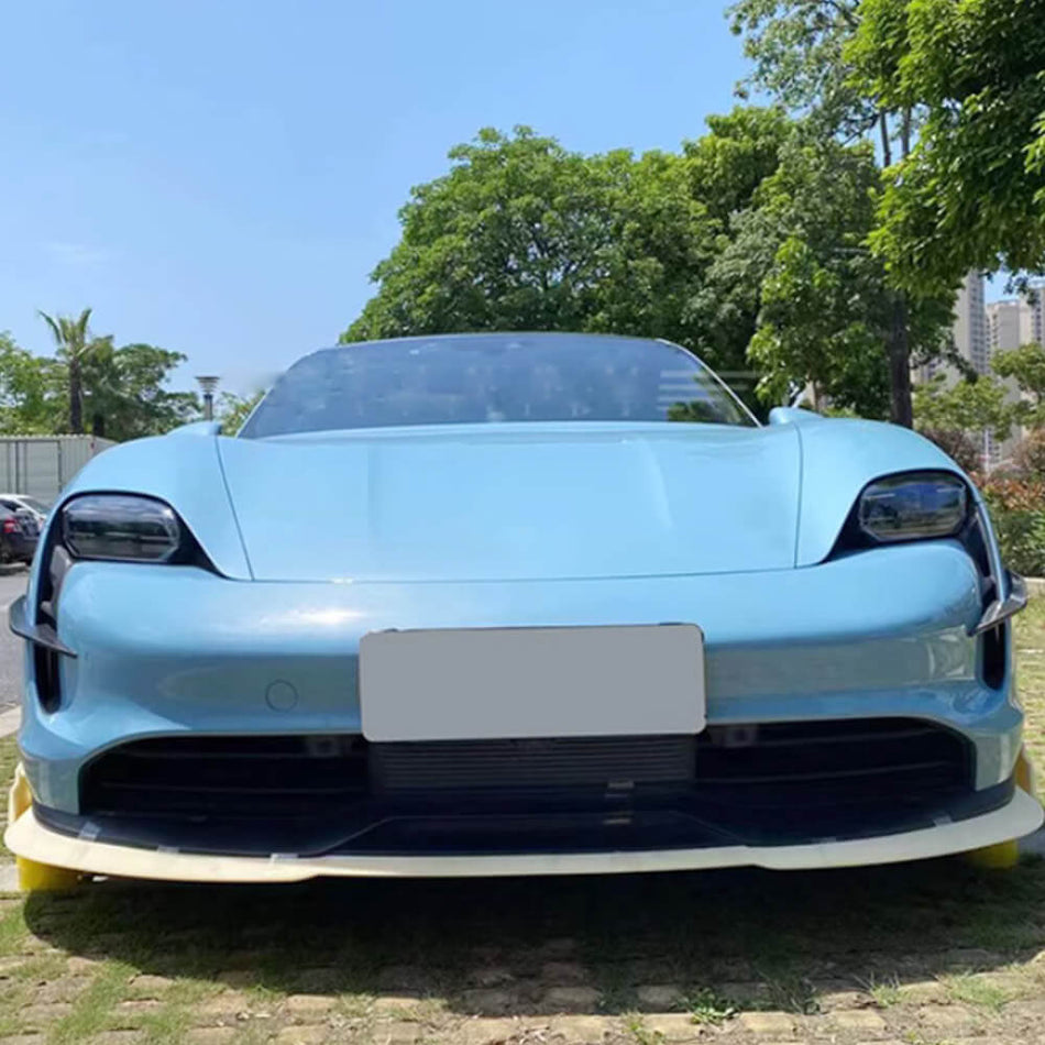 Porsche Taycan Base 4S Sedan 4-Door 2019-2024 Front Bumper Fins Real Carbon Fiber-Ahacarbon