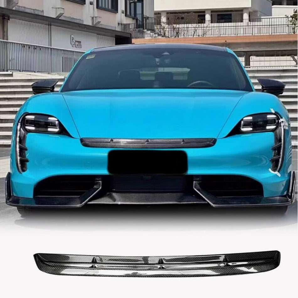 Porsche Taycan Turbo S 9J1 Sedan 2019-2024 Front Bumper Hood Bonnet Grill Cover Carbon Fiber-Ahacarbon