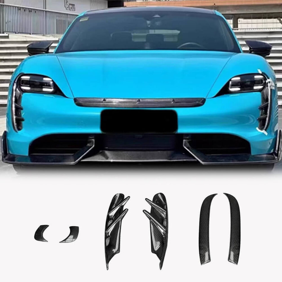 Porsche Taycan Turbo S 9J1 Sedan 2019-2024 Head light Trim Frame Cover Carbon Fiber-Ahacarbon