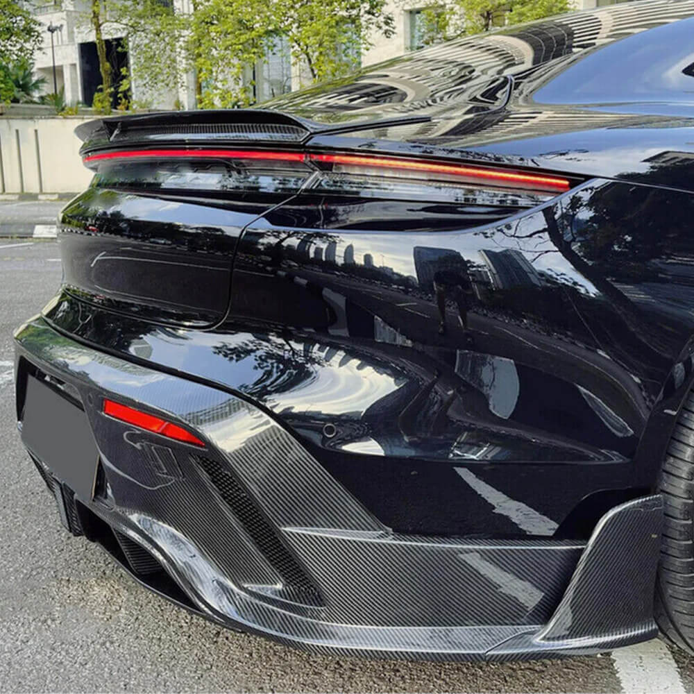 Porsche Taycan Turbo S 9J1 Sedan 2019-2024 Rear Bumper Lip Carbon Fiber-Ahacarbon