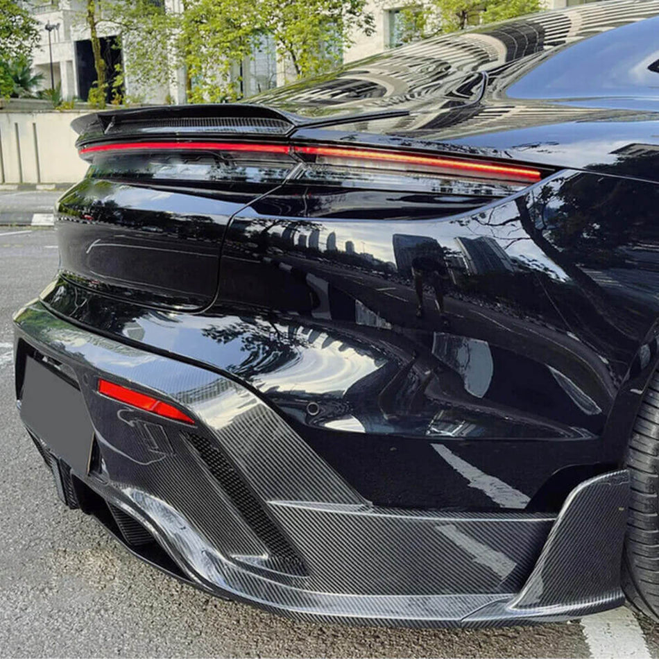 Porsche Taycan Turbo S 9J1 Sedan 2019-2024 Rear Bumper Lip Carbon Fiber-Ahacarbon