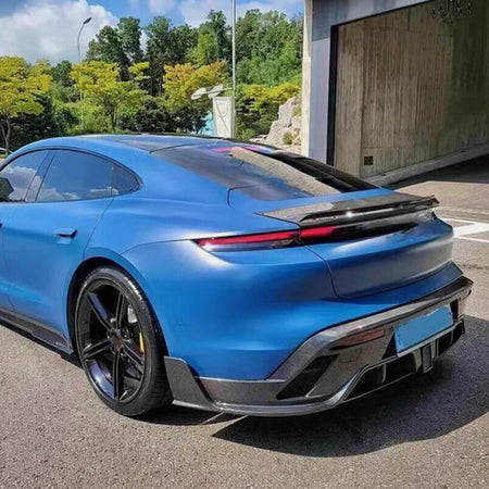 Porsche Taycan Turbo S 9J1 Sedan 2019-2024 Rear Bumper Lip Carbon Fiber-Ahacarbon