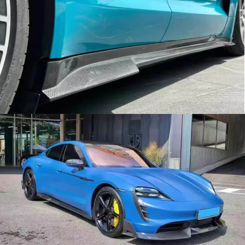 Porsche Taycan Turbo S 9J1 Sedan 2019-2024 Side Skirts Carbon Fiber-Ahacarbon