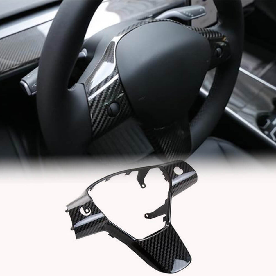 Tesla Model 3 2017-2021 Steering Wheel Covers Carbon Fiber-Ahacarbon