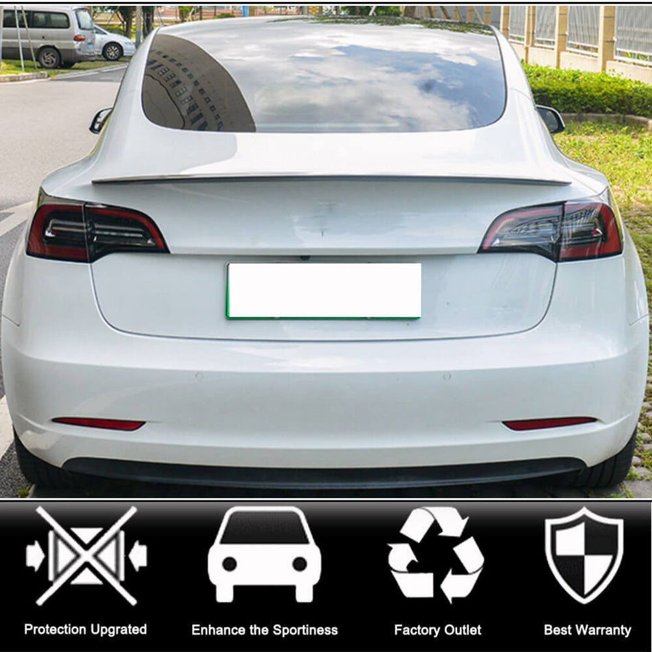 Tesla Model 3 2019-2023 Rear Trunk Spoiler Dry Carbon Fiber-Ahacarbon