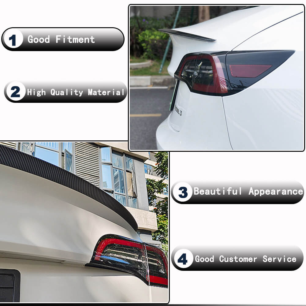 Tesla Model 3 2019-2023 Rear Trunk Spoiler Dry Carbon Fiber-Ahacarbon