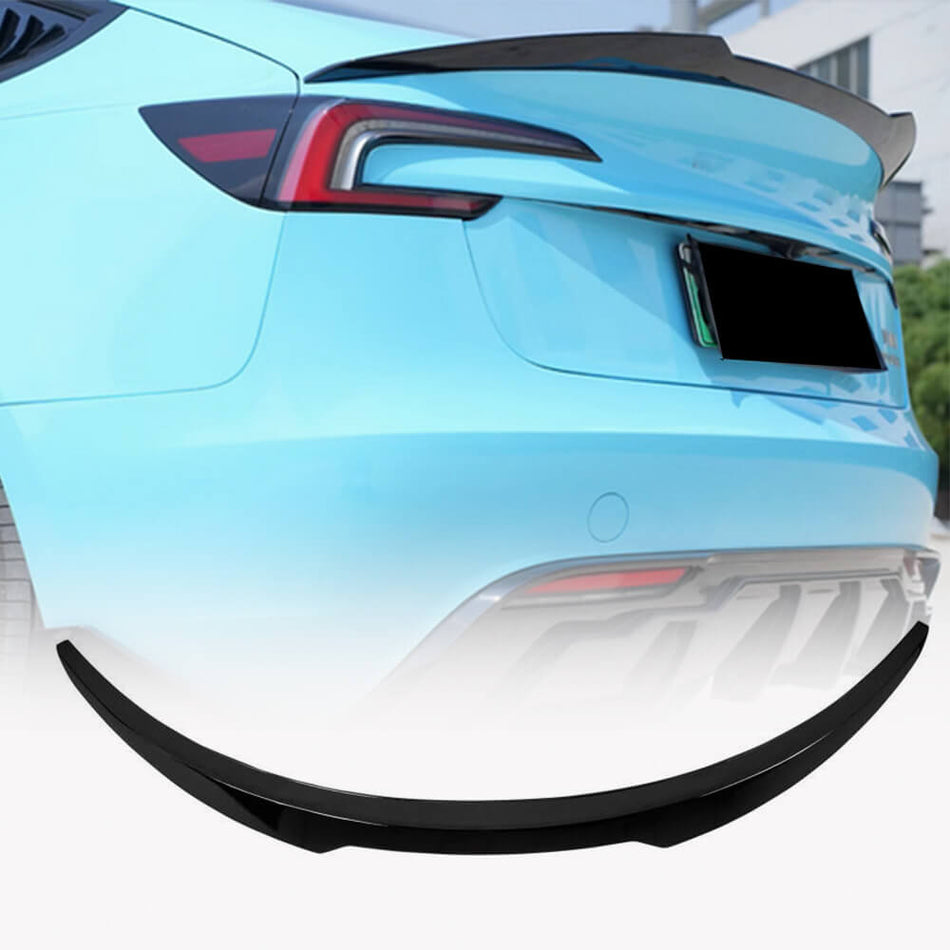Tesla Model 3 2023-2025 Rear Trunk Spoiler Glossy Black ABS-Ahacarbon