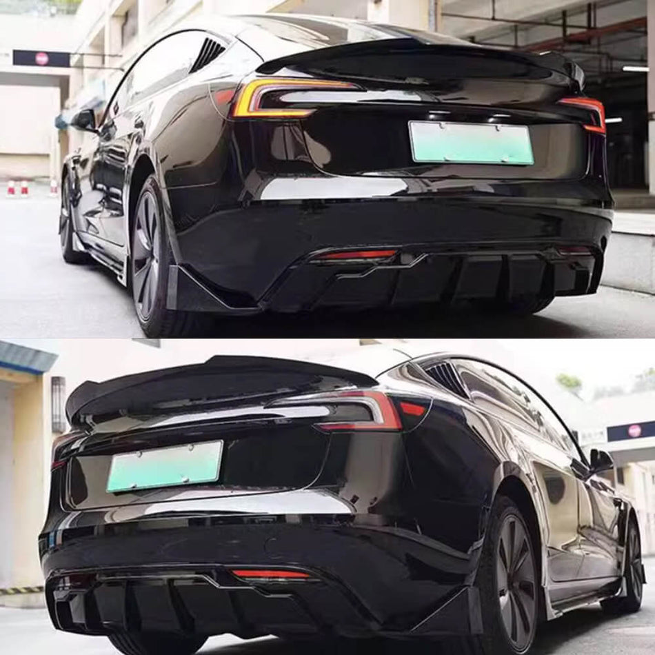 Tesla Model 3 2023-2025 Rear Trunk Spoiler Glossy Black ABS-Ahacarbon