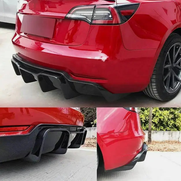 Tesla Model 3 2017-2022 Front Bumper Lip Side Skirts Rear Diffuser Rear Trunk Spoiler Carbon Fiber-Ahacarbon