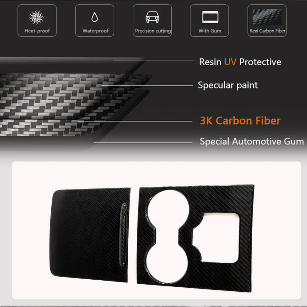 Tesla Model 3 & Y 2016-2023 Interior Control Decoration Covers Dry Carbon Fiber-Ahacarbon