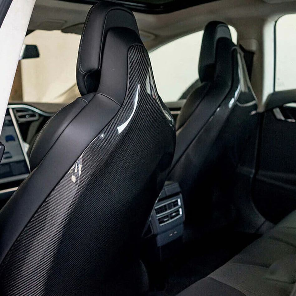 Tesla Model S 2012-2020 Front Seatback Cover Carbon Fiber-Ahacarbon