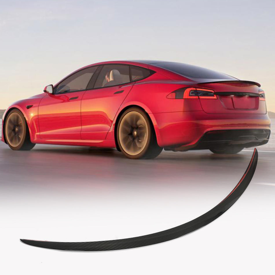 Tesla Model S 2012-2023 Rear Trunk Spoiler Dry Carbon Fiber-Ahacarbon