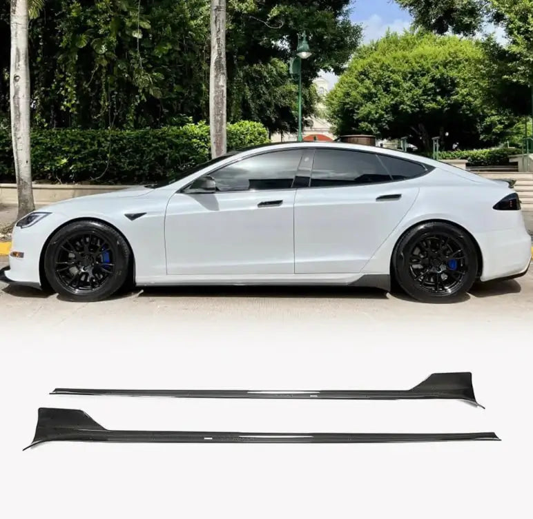 Tesla Model S 2021-2023 Front Bumper Lip Side Skirts Rear Diffuser Carbon Fiber-Ahacarbon