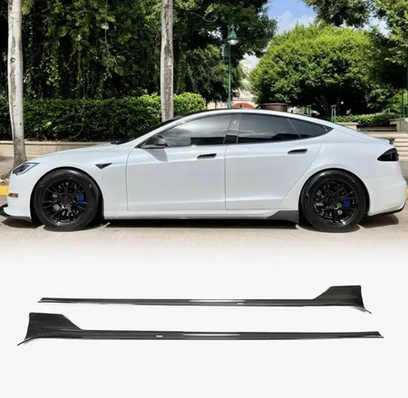 Tesla Model S 2021-2023 Front Bumper Lip Side Skirts Rear Diffuser Carbon Fiber-Ahacarbon