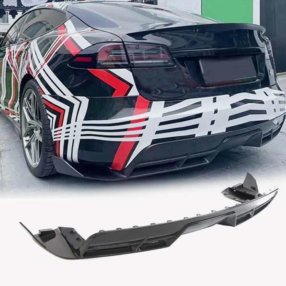 Tesla Model S 2021-2023 Front Bumper Lip Side Skirts Rear Diffuser Carbon Fiber-Ahacarbon