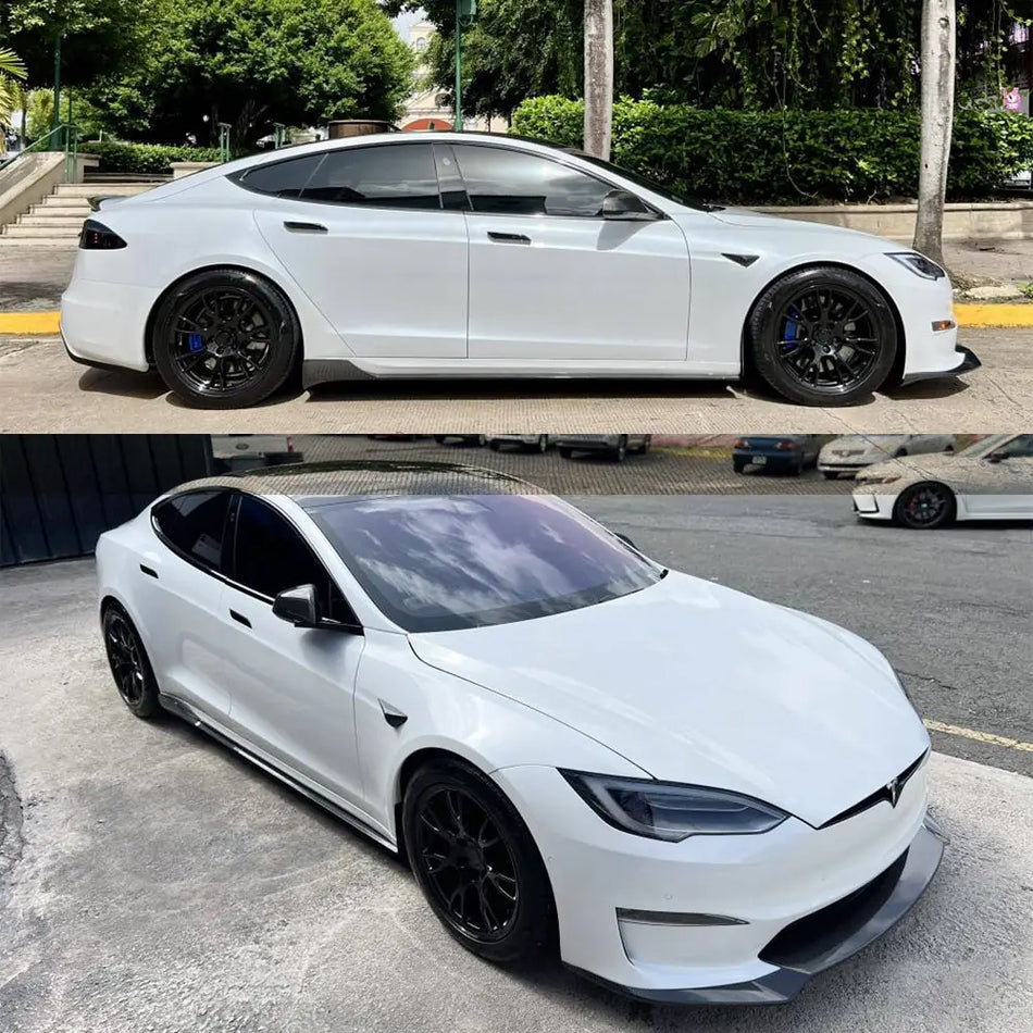 Tesla Model S Sedan 2021-2023 Side Skirts Carbon Fiber-Ahacarbon