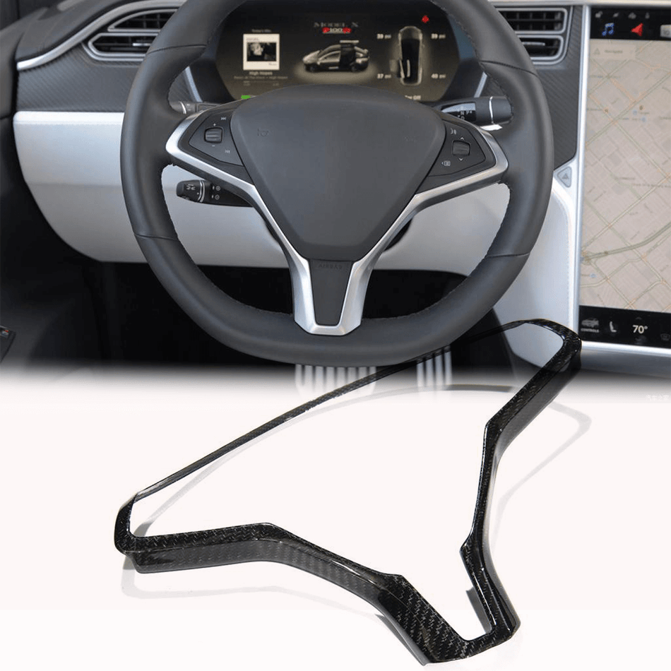 Tesla Model S Sedan 4-Door 2014-2020 Steering Wheel Covers Dry Carbon Fiber-Ahacarbon