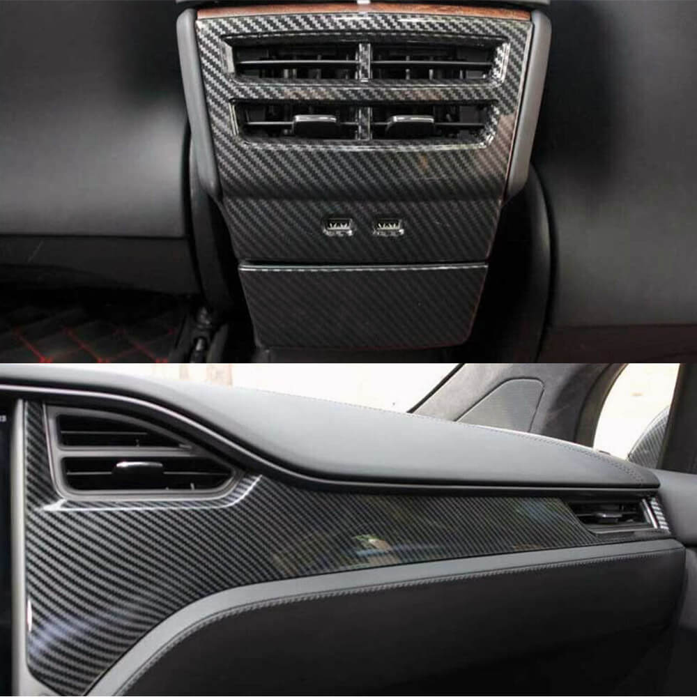Tesla Model X 2016-2021 Interior Decoration Center Console Trims 12pcs Dry Carbon Fiber-Ahacarbon