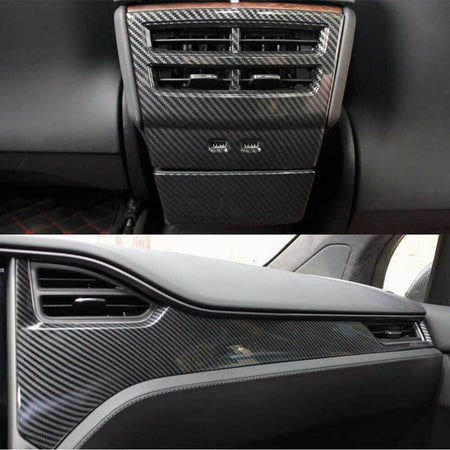 Tesla Model X 2016-2021 Interior Decoration Center Console Trims 12pcs Dry Carbon Fiber-Ahacarbon