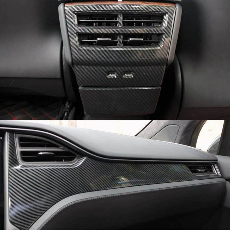 Tesla Model X 2016-2021 Interior Decoration Center Console Trims 12pcs Dry Carbon Fiber-Ahacarbon
