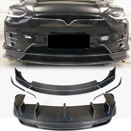 Tesla Model X 2016-2020 Front Bumper Lip Rear Bumper Diffuser Carbon Fiber-Ahacarbon