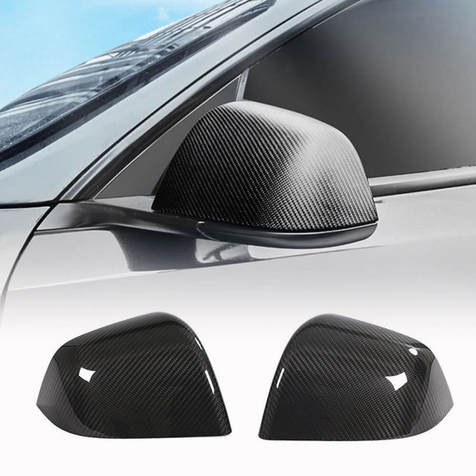 Tesla Model Y 2019-2022 Replacement Style Mirror Covers Pair Dry Carbon Fiber-Ahacarbon