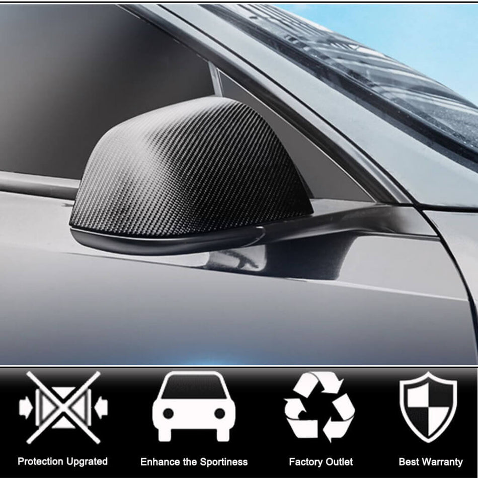Tesla Model Y 2019-2022 Replacement Style Mirror Covers Pair Dry Carbon Fiber-Ahacarbon