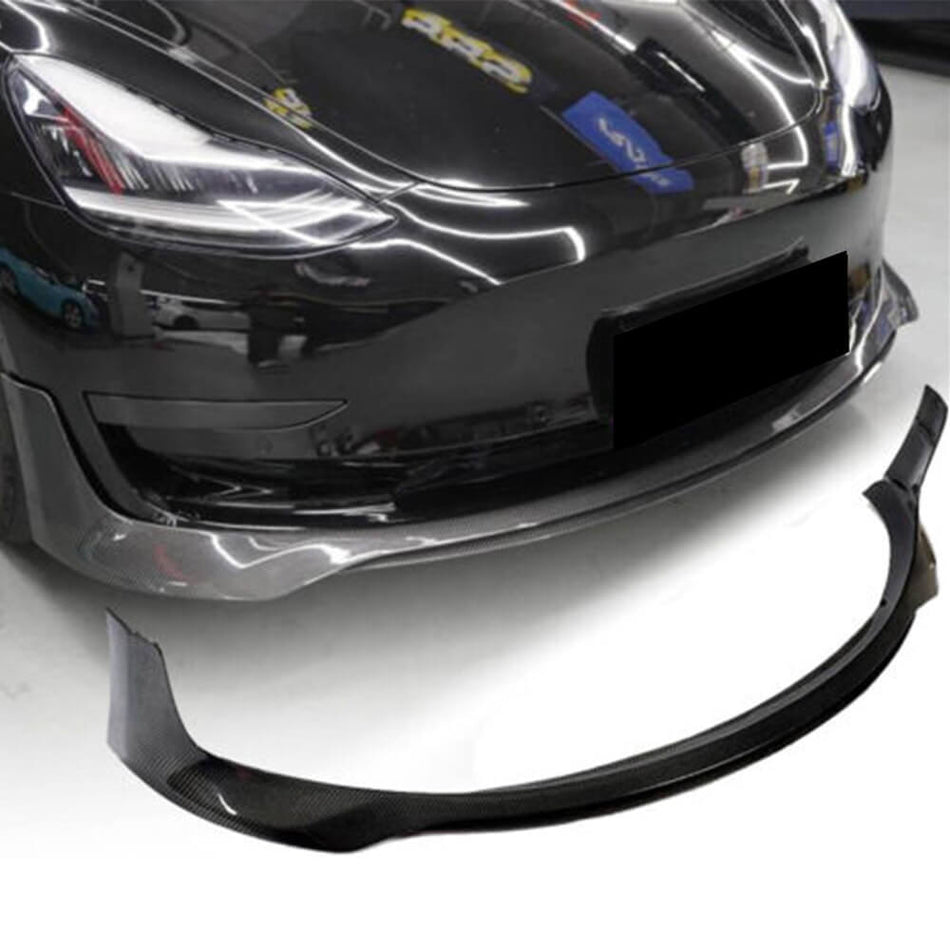 Tesla Model 3 2016-2022 Front Bumper Lip Carbon Fiber-Ahacarbon