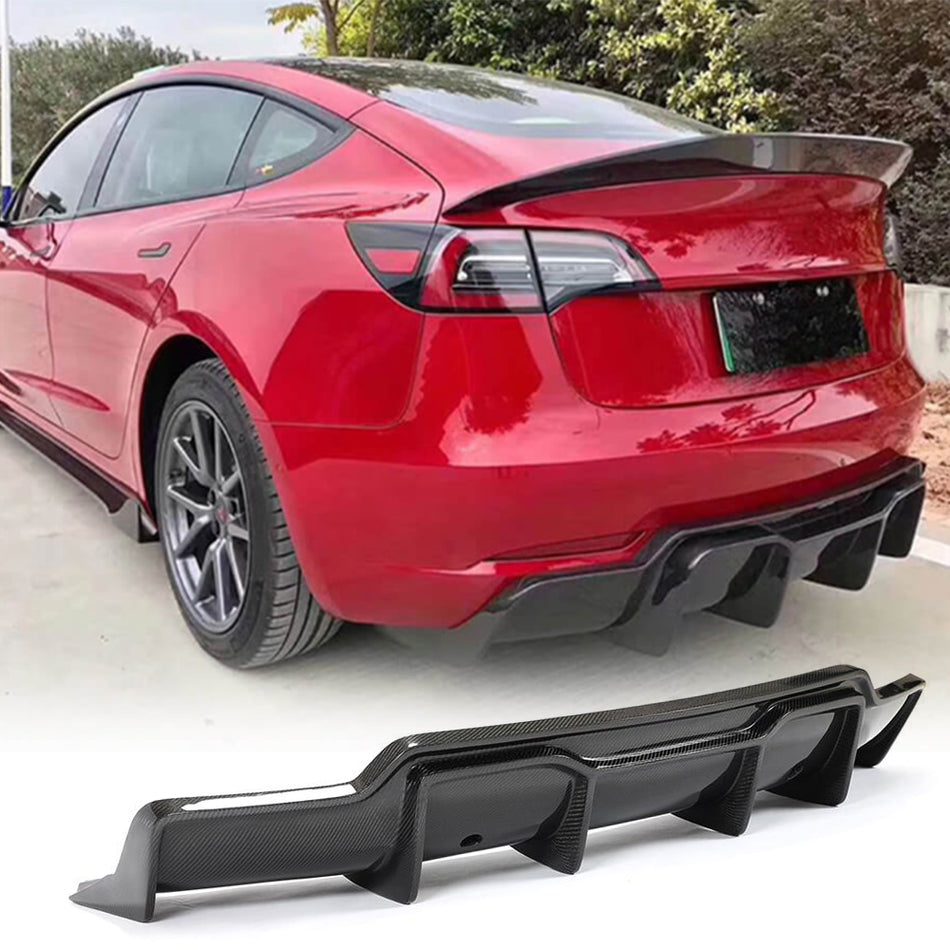 Tesla Model 3 2016-2023 Rear Bumper Diffuser Carbon Fiber/FRP-Ahacarbon