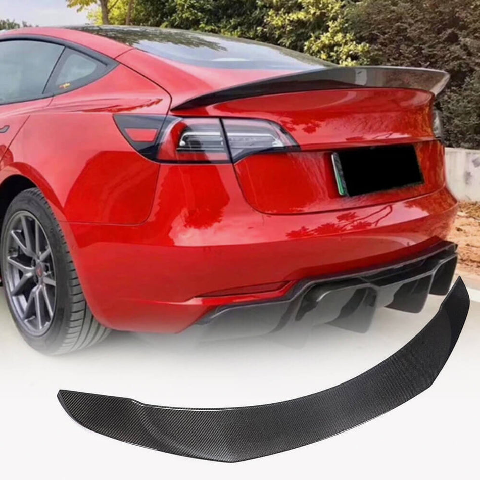 Tesla Model 3 2017-2023 Carbon Fiber/FRP Rear Trunk Spoiler-Ahacarbon