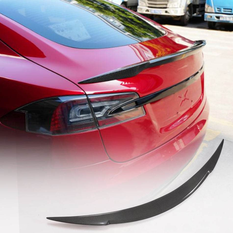 Tesla Model S 2012-2024 Rear Trunk Spoiler Carbon Fiber/FRP-Ahacarbon