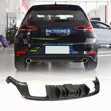 Volkswagen VW Golf 7.5 MK7.5 Base/R/GTI 2018-2020 Rear Bumper Diffuser Carbon Fiber (With Brake Light)-Ahacarbon