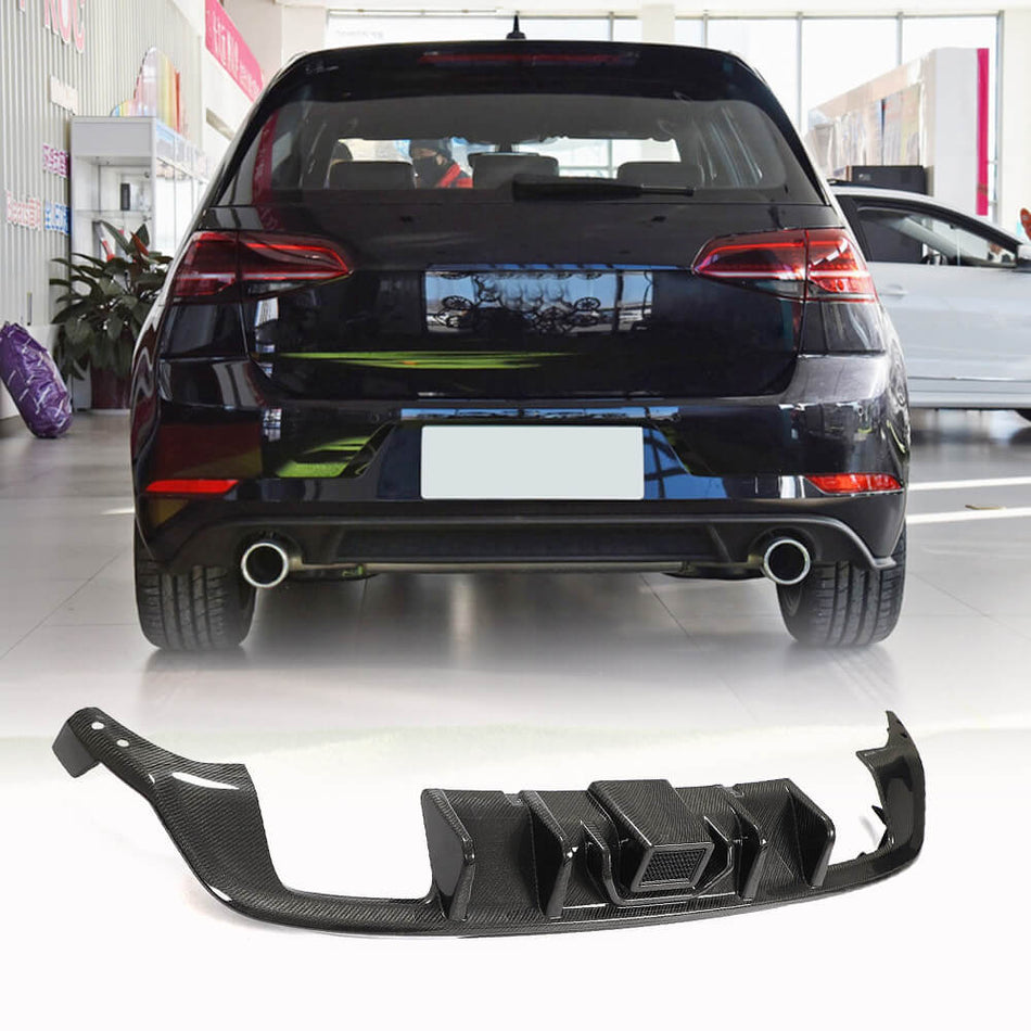 Volkswagen VW Golf 7.5 MK7.5 Base/R/GTI 2018-2020 Rear Bumper Diffuser Carbon Fiber (With Brake Light)-Ahacarbon